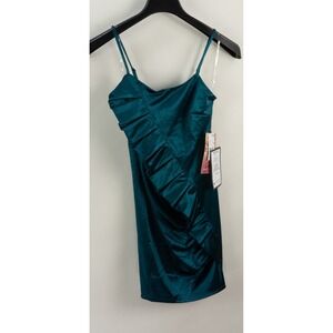 New Emerald Sundae Juniors' Ruffled Mini Bodycon Dress Slim Blue Size Small